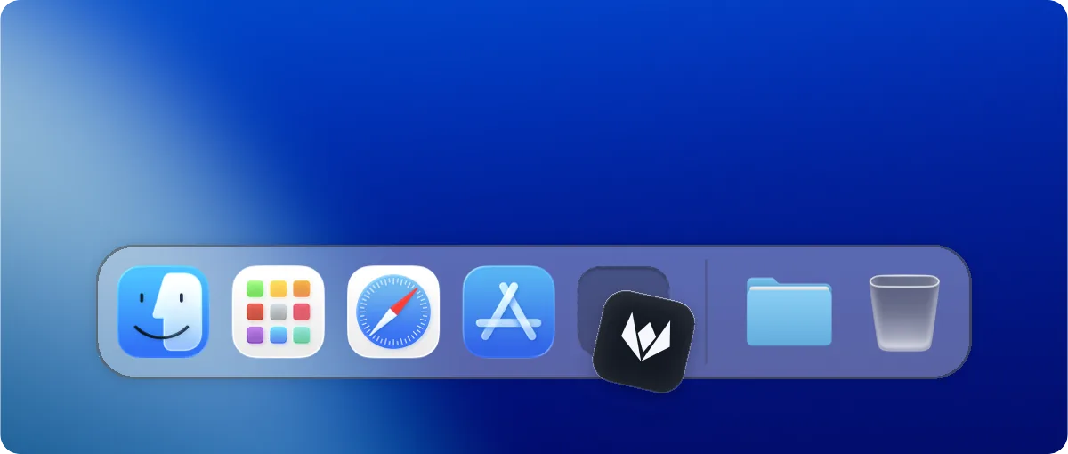 Vorqal icon falling off the macOS dock while the rest of the dock remains visible
